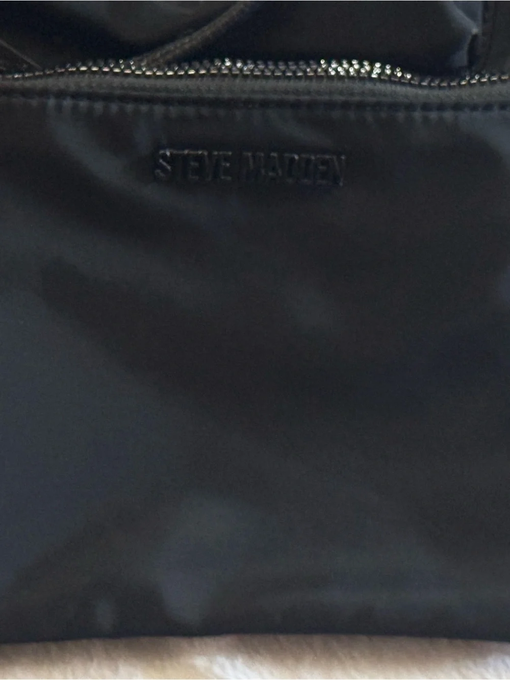 Steve Madden Black Backpack with White Logo and Removable Pouch